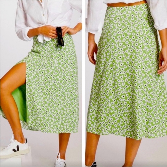 Maeve Anthropologie Green Floral A-Line Midi Skirt - Picture 9 of 9